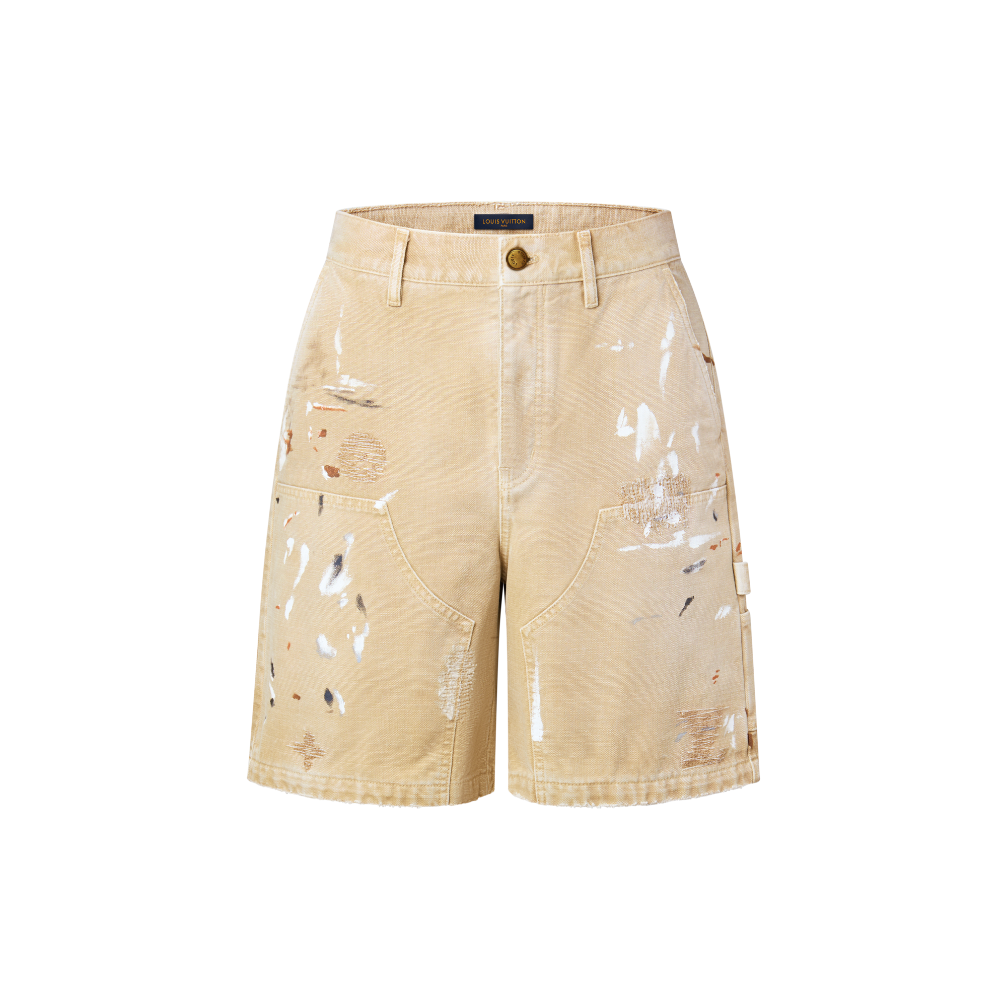 Louis Vuitton ベージュ ショートパンツ サイズ40 エンベリッシュド デニム カーペンターショートパンツ ｜ルイ